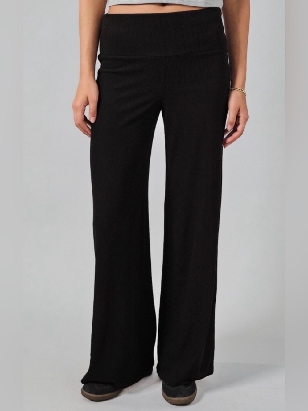 Black Wide-Leg Knit Pants
